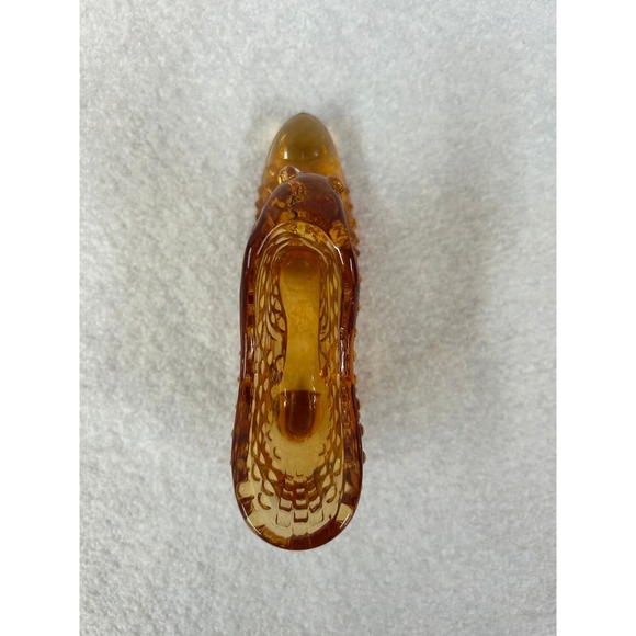 Hobnail‎ Amber Glass Slipper Shoe Figurine Collectible Display Decor - Picture 6 of 6
